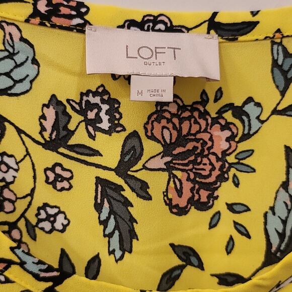 Loft Cottagecore Yellow Floral Sleeveless Tank Top Blouse - Picture 5 of 6